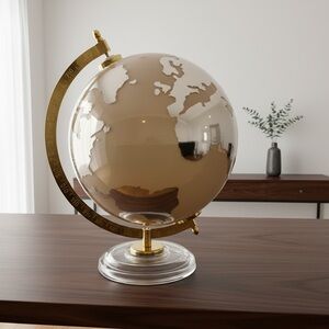 Soft Cream and Gold Glass Globe with Glass Base
